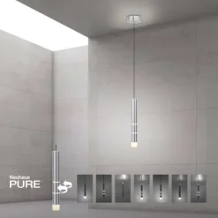 Paul Neuhaus PURE Vega LED Pendelleuchte aluminium 1 flammig mit Lichtmodi