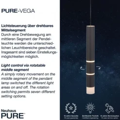Paul Neuhaus PURE Vega LED Pendelleuchte schwarz 3 flammig mit Lichtmodi
