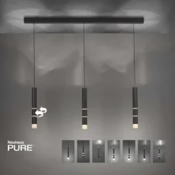 Paul Neuhaus PURE Vega LED Pendelleuchte schwarz 3 flammig mit Lichtmodi