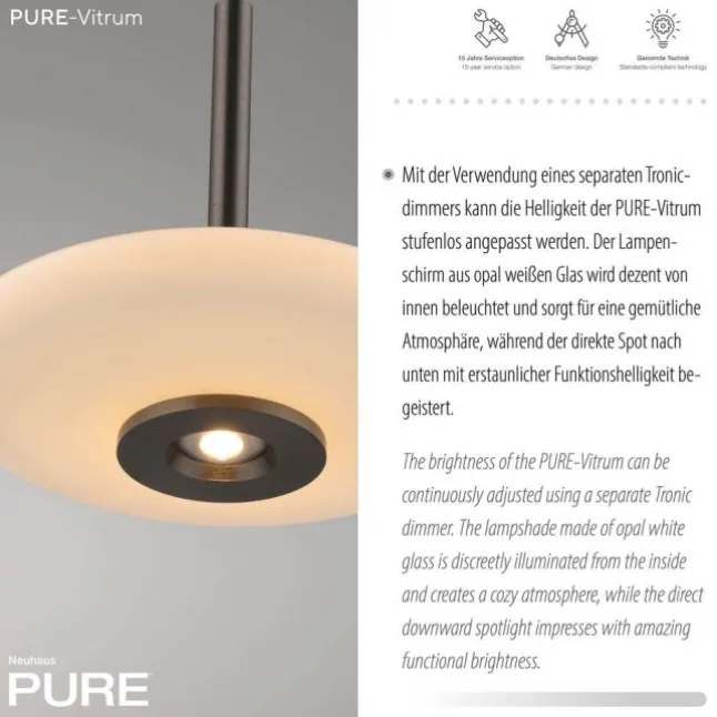 Paul Neuhaus PURE Vitrum Pendelleuchte dark-metal brown, höhenverstellbar