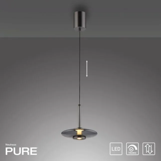 Paul Neuhaus PURE Vitrum Pendelleuchte platin (grau) dimmbar höhenverstellbar