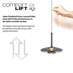 Paul Neuhaus PURE Vitrum Pendelleuchte platin (grau) dimmbar höhenverstellbar