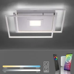 Paul Neuhaus, Q-AMIRA, LED-Deckenleuchte, stahlfarben, dimmbar, Smart Home fähig