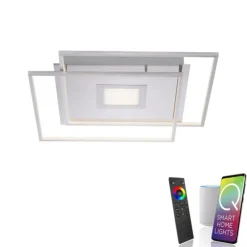 Paul Neuhaus, Q-AMIRA, LED-Deckenleuchte, stahlfarben, dimmbar, Smart Home fähig