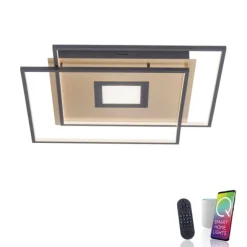 Paul Neuhaus, Q-AMIRA, LED-Deckenleuchte, schwarz-messing, Smart Home