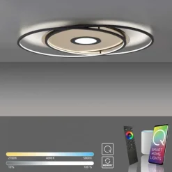 Paul Neuhaus, Q-AMIRA, LED-Deckenleuchte, schwarz-messing, Smart Home