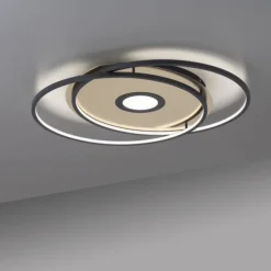 Paul Neuhaus, Q-AMIRA, LED-Deckenleuchte, schwarz-messing, Smart Home