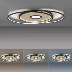 Paul Neuhaus, Q-AMIRA, LED-Deckenleuchte, schwarz-messing, Smart Home