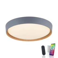 Paul Neuhaus Q EMILIA Deckenleuchte Smart Home grau matt farbig Holzoptik dimmbar