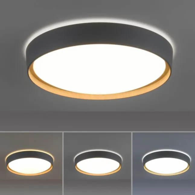 Paul Neuhaus Q EMILIA Deckenleuchte Smart Home grau matt farbig Holzoptik dimmbar
