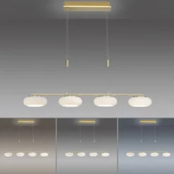Paul Neuhaus Q ETIENNE Pendelleuchte Smart Home messing länglich 4 flammig
