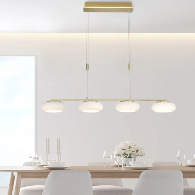 Paul Neuhaus Q ETIENNE Pendelleuchte Smart Home messing länglich 4 flammig