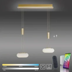 Paul Neuhaus Q ETIENNE Pendelleuchte Smart Home messingfarbig 2 flammig