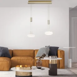 Paul Neuhaus Q ETIENNE Pendelleuchte Smart Home messingfarbig 2 flammig