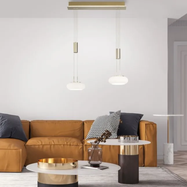 Paul Neuhaus Q ETIENNE Pendelleuchte Smart Home messingfarbig 2 flammig