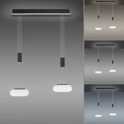 Paul Neuhaus Q ETIENNE Pendelleuchte Smart Home schwarz länglich 2 flammig