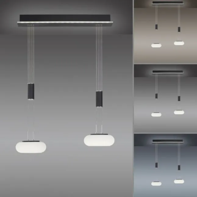 Paul Neuhaus Q ETIENNE Pendelleuchte Smart Home schwarz länglich 2 flammig