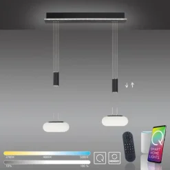 Paul Neuhaus Q ETIENNE Pendelleuchte Smart Home schwarz länglich 2 flammig