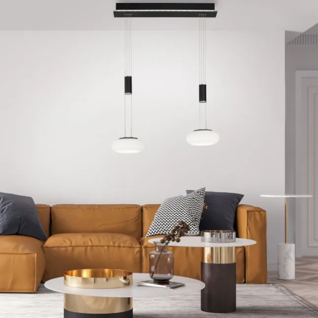 Paul Neuhaus Q ETIENNE Pendelleuchte Smart Home schwarz länglich 2 flammig