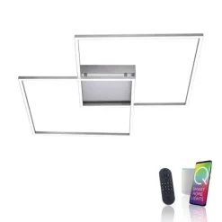Paul Neuhaus, Q-INIGO, LED-Deckenleuchte, CCT, silber, dimmbar, Smart Home