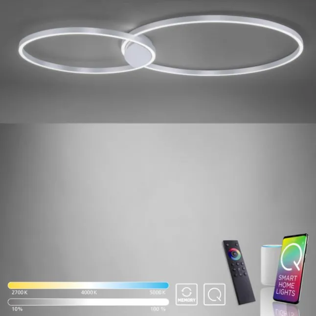 Paul Neuhaus, Q-KATE, LED-Deckenleuchte, CCT, modern, dimmbar, Smart Home