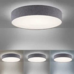 Paul Neuhaus, Q-KIARA ,LED-Deckenleuchte, grau, Ø 58cm, Stoffschirm, Smart Home