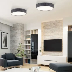 Paul Neuhaus, Q-KIARA ,LED-Deckenleuchte, grau, Ø 58cm, Stoffschirm, Smart Home