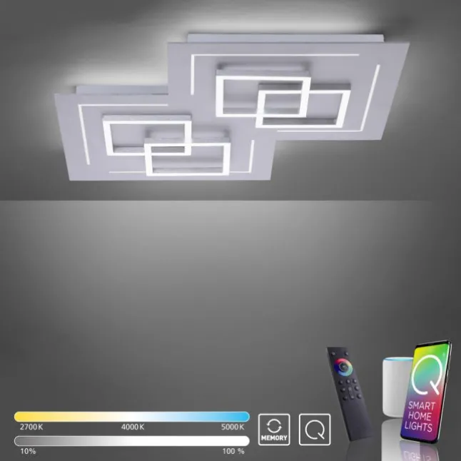 Paul Neuhaus, Q-LINEA, LED-Deckenleuchte, aluminium, dimmbar, CCT, Smart Home