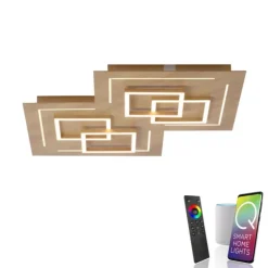 Paul Neuhaus, Q-LINEA , LED-Deckenleuchte, Holzdekor, dimmbar, Smart Home