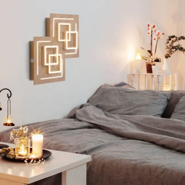 Paul Neuhaus, Q-LINEA , LED-Deckenleuchte, Holzdekor, dimmbar, Smart Home