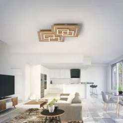 Paul Neuhaus, Q-LINEA , LED-Deckenleuchte, Holzdekor, dimmbar, Smart Home