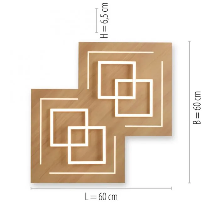 Paul Neuhaus, Q-LINEA , LED-Deckenleuchte, Holzdekor, dimmbar, Smart Home