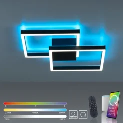 Paul Neuhaus Q MARKO LED Deckenleuchte Smart Home eckig schwarz dimmbar RGB