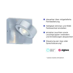 Paul Neuhaus, Q-MIA, LED Wandleuchte, alufarbig, Smart Home