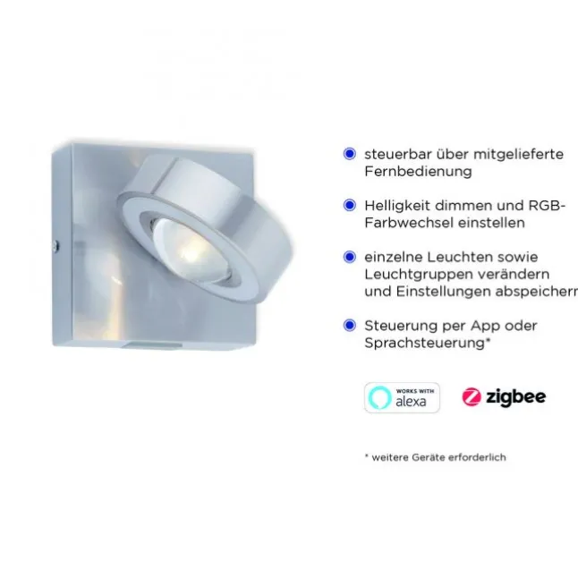 Paul Neuhaus, Q-MIA, LED Wandleuchte, alufarbig, Smart Home