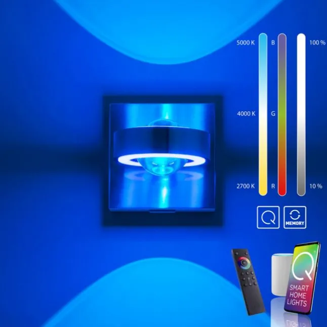 Paul Neuhaus, Q-MIA, LED Wandleuchte, alufarbig, Smart Home