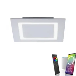 Paul Neuhaus, Q-MIRAN, Smart Home, LED-Deckenleuchte, 30x30cm, Fernbedienung, aluminium