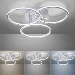 Paul Neuhaus, Q-NEVIO, LED-Deckenleuchte, 3-flg, silber, CCT, Smart Home