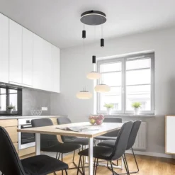 Paul Neuhaus Q Pendelleuchte Smart Home schwarz rund 3 flammig