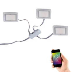 Paul Neuhaus, Q-VIDAL, LED-Einbauleuche, 3er Set, 10x10cm, Smart Home