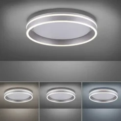 Paul Neuhaus, Q-VITO, LED-Deckenleuchte, Ø 40cm, stahlfarben, rund, Smart Home