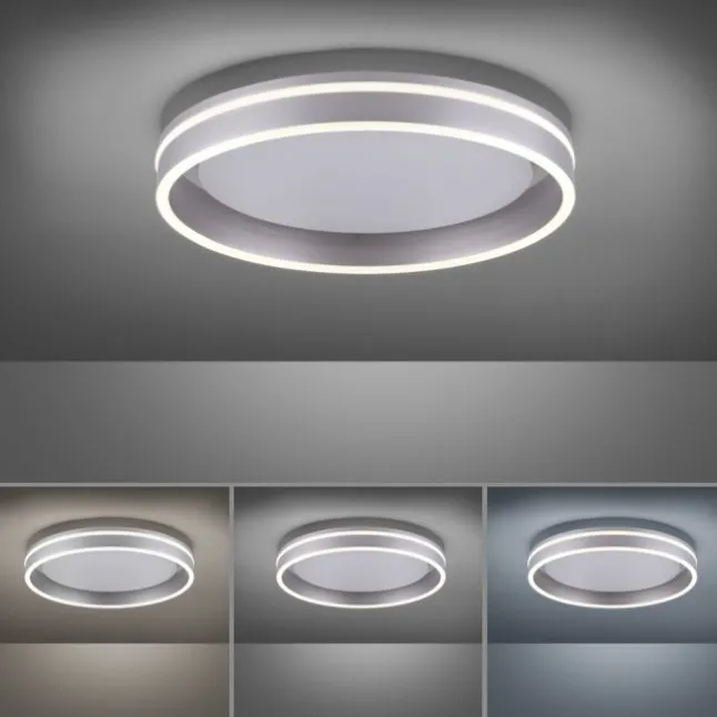 Paul Neuhaus, Q-VITO, LED-Deckenleuchte, Ø 40cm, stahlfarben, rund, Smart Home
