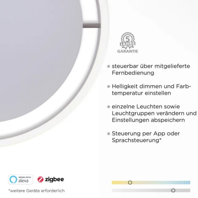 Paul Neuhaus, Q-VITO, LED-Deckenleuchte, Ø 40cm, stahlfarben, rund, Smart Home