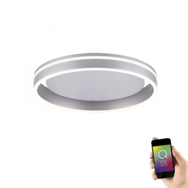 Paul Neuhaus, Q-VITO, LED-Deckenleuchte, Ø 40cm, stahlfarben, rund, Smart Home