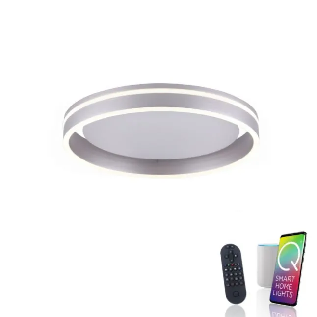 Paul Neuhaus, Q-VITO, LED-Deckenleuchte, Ø 40cm, stahlfarben, rund, Smart Home