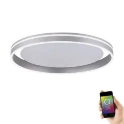 Paul Neuhaus, Q-VITO, LED-Deckenleuchte, Ø 59cm, stahlfarben, Smart Home
