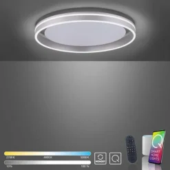 Paul Neuhaus, Q-VITO, LED-Deckenleuchte, Ø 59cm, stahlfarben, Smart Home