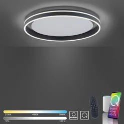 Paul Neuhaus, Q-VITO, LED-Deckenleuchte, anthrazit, Ø 59cm, rund, Smart Home