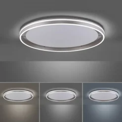 Paul Neuhaus, Q-VITO, LED-Deckenlampe, Ø 79cm, stahlfarben, rund, Smart Home