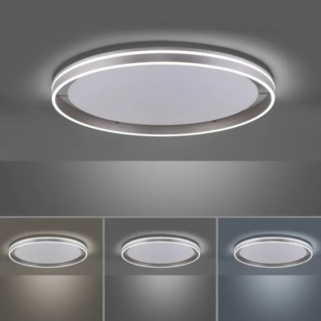 Paul Neuhaus, Q-VITO, LED-Deckenlampe, Ø 79cm, stahlfarben, rund, Smart Home
